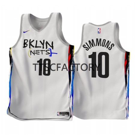 Maglia NBA Brooklyn Nets Ben Simmons 10 Nike 2022-23 City Edition Bianco Swingman - Uomo